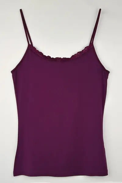 Nina von C dames spaghetti hemd kant - Modal - Kanten onderhemd met smalle bandjes - Luxe singlet