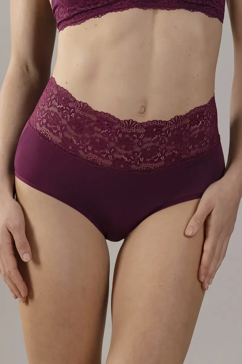 Nina von C dames taille slip Modal kant - Comfortabele kanten hoge dames onderbroek - Huidvriendelijk