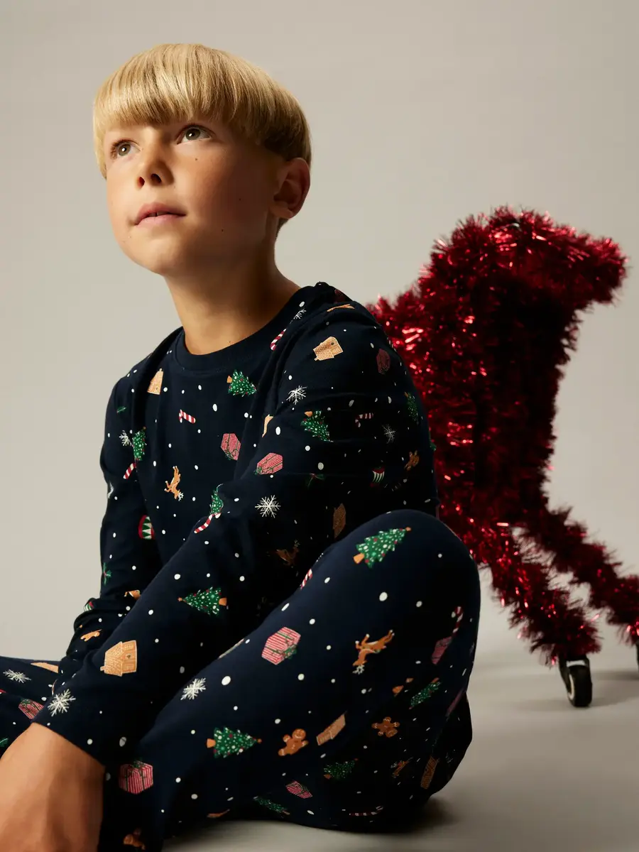 Name it kinder pyjama - Christmas - katoen - Grijze katoenen pyjama voor jongens en meisjes