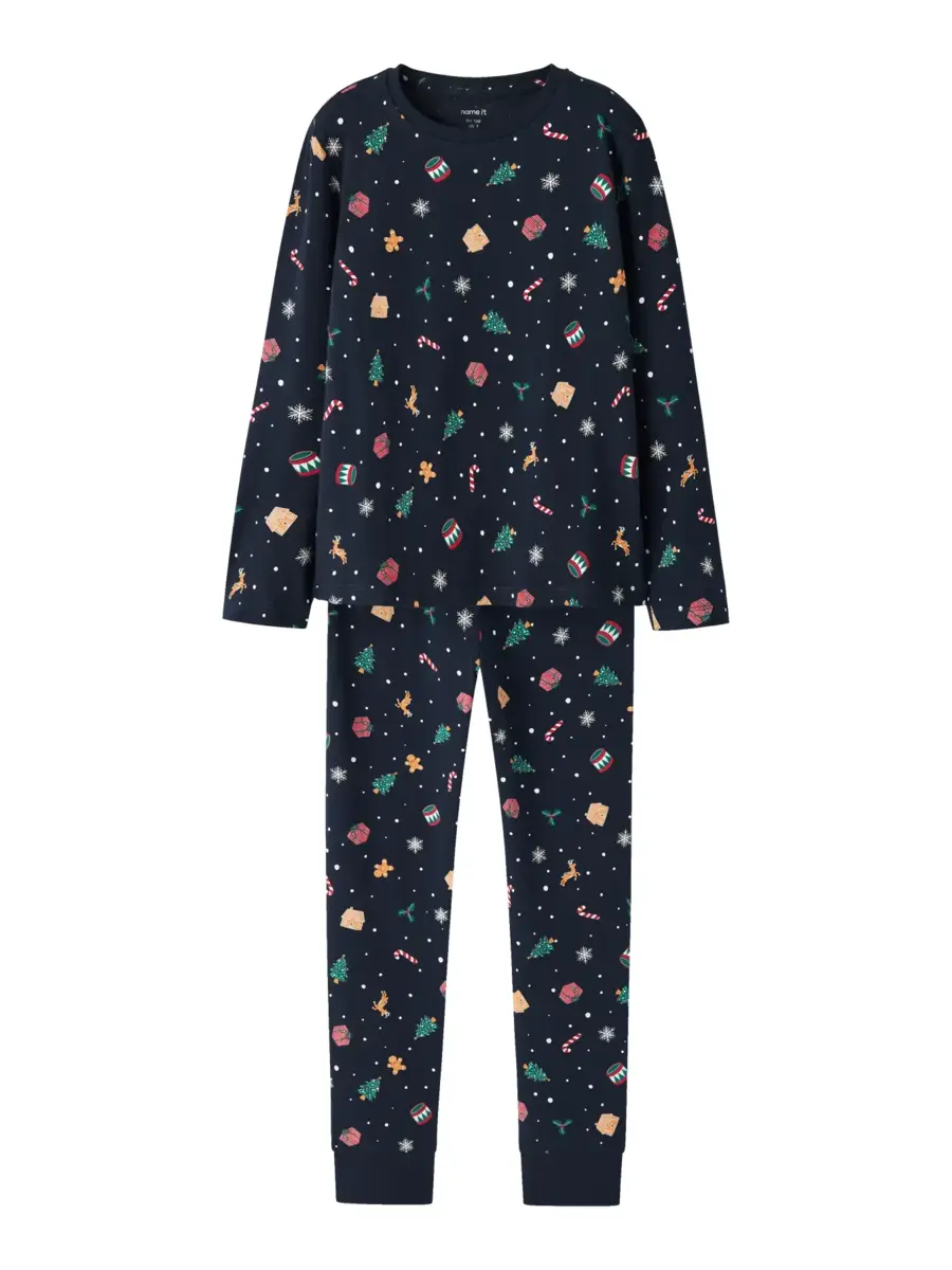 Name it kinder pyjama - Christmas - katoen - Grijze katoenen pyjama voor jongens en meisjes