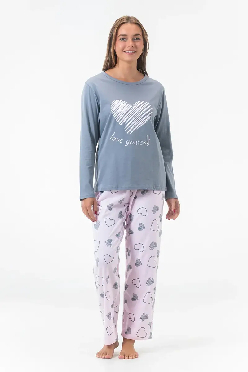 Gaubert dames pyjama -  katoen - Love Yourself - katoenen dames nachtkleding goedkoop