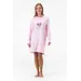 Gaubert dames nachthemd lange mouw - Katoen  - Goedkope dames nachtkleding - Roze