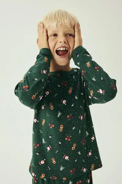 Name it kinder pyjama - Christmas - katoen - Grijze katoenen pyjama voor jongens en meisjes