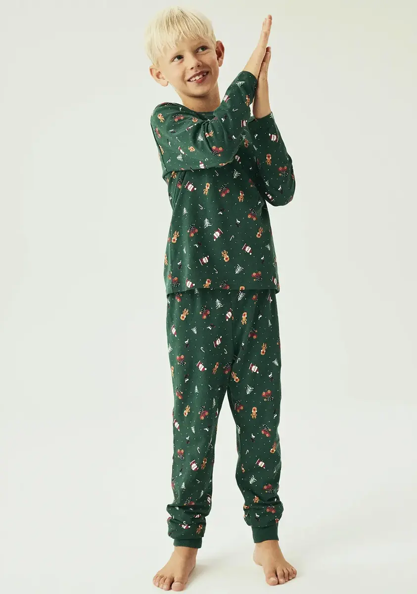 Name it kinder pyjama - Christmas - katoen - Grijze katoenen pyjama voor jongens en meisjes