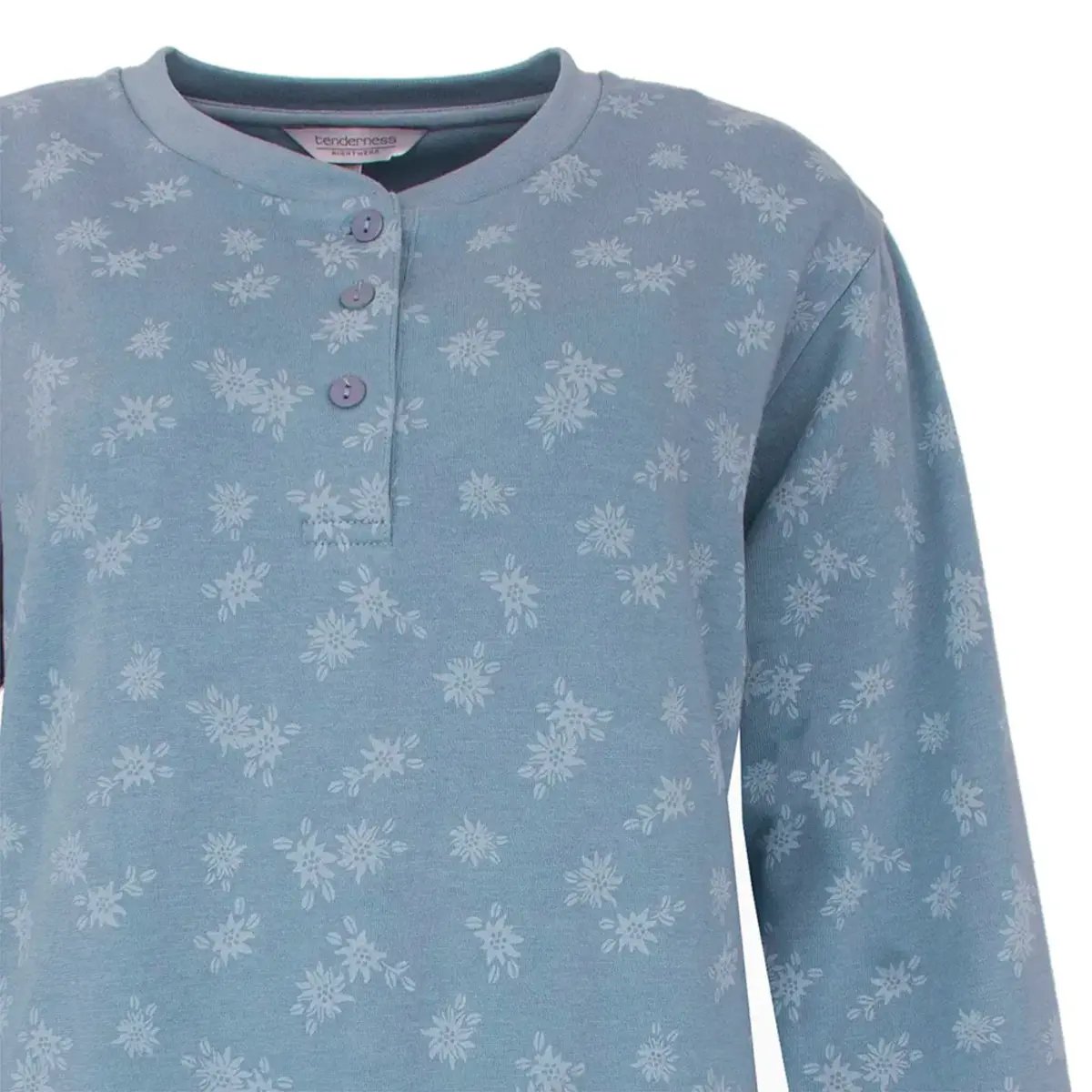 Tenderness fleece dames pyjama - Denim Blauw - blauwe warme winter pyjama