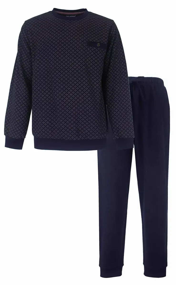 Paul Hopkins Fleece pyjama heren - Winter Blue  - Warme winter pyjama mannen