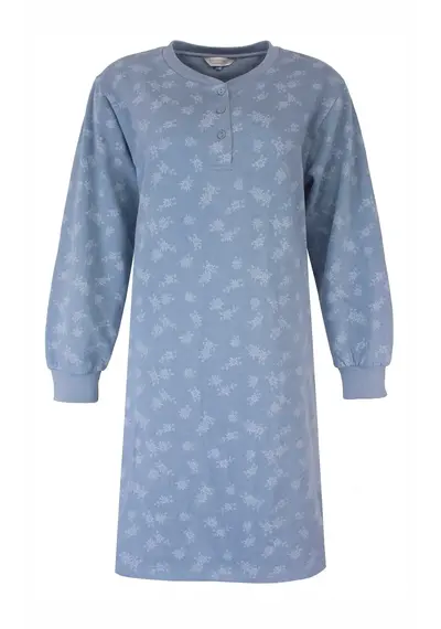 Tenderness fleece dames nachthemd lange mouw - Blue Flower Tenderness fleece dames nachthemd lange mouw - Blue Flower