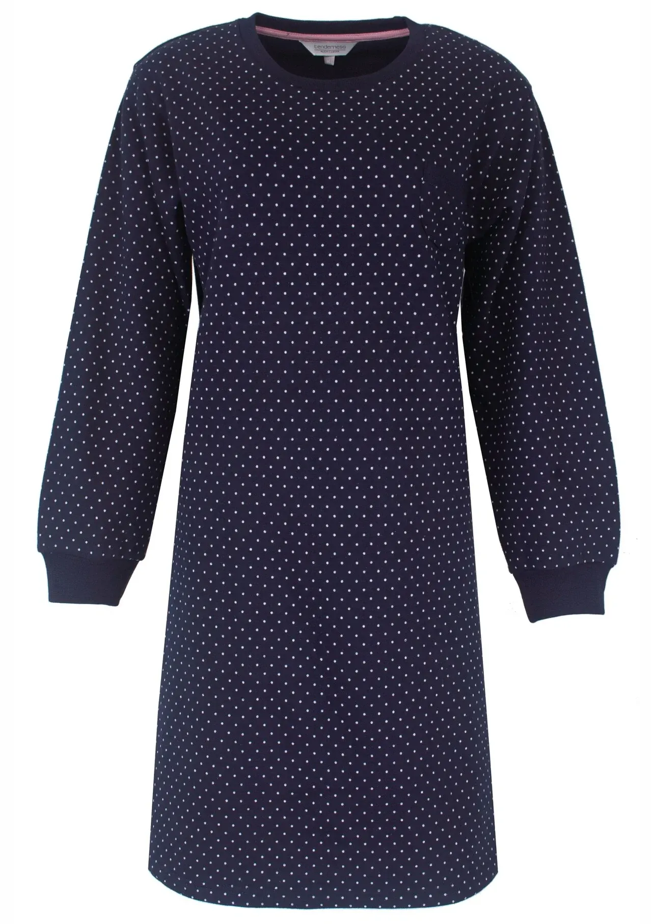 Tenderness fleece dames nachthemd lange mouw - Blue Dots