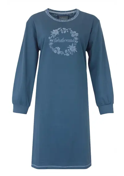 Tenderness tricot dames nachthemd lange mouw - Blue Flower Tenderness tricot dames nachthemd lange mouw - Blue Flower