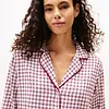 Tommy Hilfiger Dames flanellen nachthemd lange mouw - Ruit Rood - Knoopsluiting