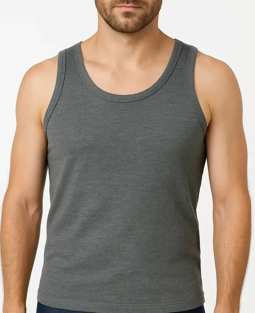 Beeren heren hemd antraciet - Katoenen onderhemd - Singlet grijs