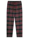 Schiesser flanellen heren lange pyjamabroek - donkergroengeruit - MIX & Relax