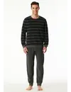 Schiesser heren pyjama badstof - Casual Nightwear -  Donkergrijs