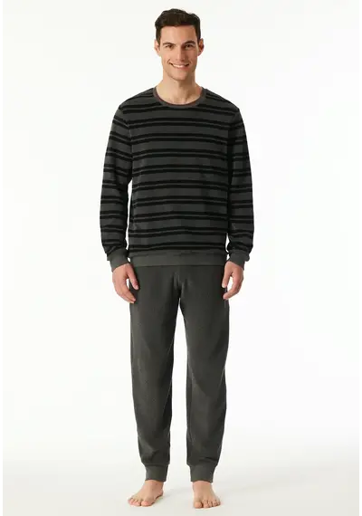 Schiesser heren pyjama badstof - Casual Nightwear -  Donkergrijs Schiesser heren pyjama badstof - Casual Nightwear -  Donkergrijs