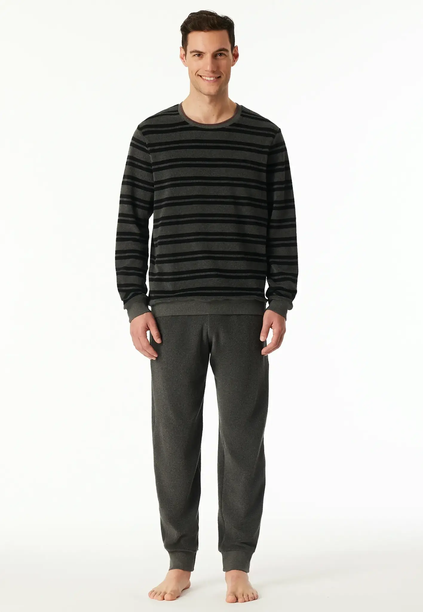 Schiesser heren pyjama badstof - Casual Nightwear - Donkergrijs Schiesser heren pyjama badstof - Casual Nightwear - Donkergrijs