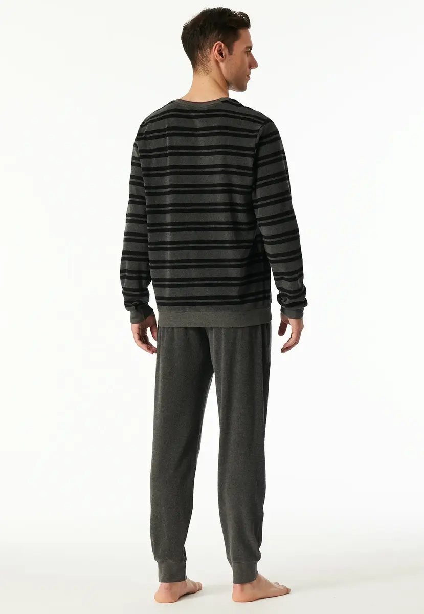 Schiesser heren pyjama badstof - Casual Nightwear -  Donkergrijs