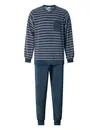 Gentlemen  heren pyjama velours - Vhals - Streep - Warme winter pyjama