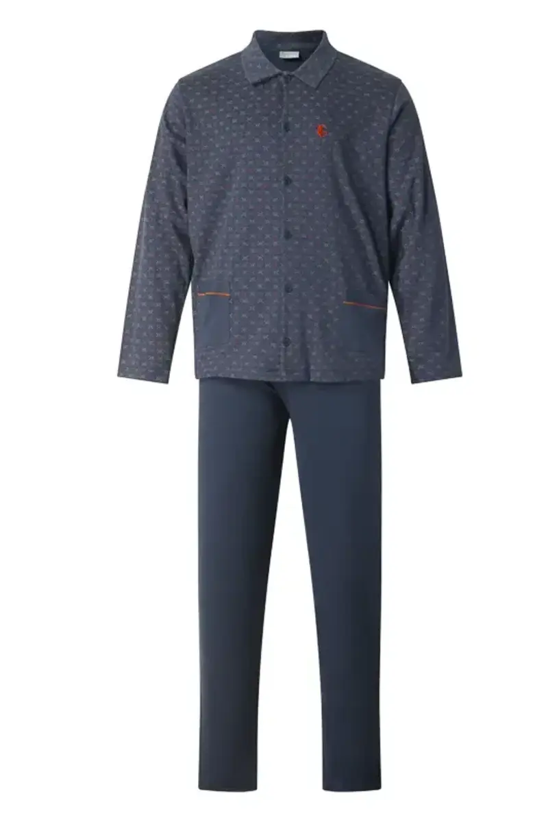 Gentlemen tricot heren pyjama - doorknoop