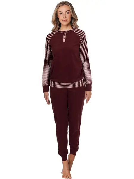Pastunette dames pyjama Badstof - NOS - Warme winter pyjama bordeaux