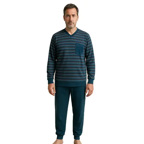 Gentlemen Velours heren pyjama - Vhals - Streep Gentlemen Velours heren pyjama - Vhals - Streep