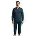 Gentlemen  heren pyjama velours - Vhals - Streep - Warme winter pyjama - Donkerblauw