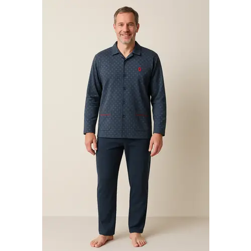 Gentlemen tricot heren pyjama - doorknoop Gentlemen tricot heren pyjama - doorknoop