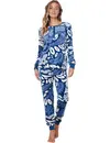 Pastunette warme dames pyjama Velours - Blue Bloom - Winter blauwe pyjama vrouwen - Copy