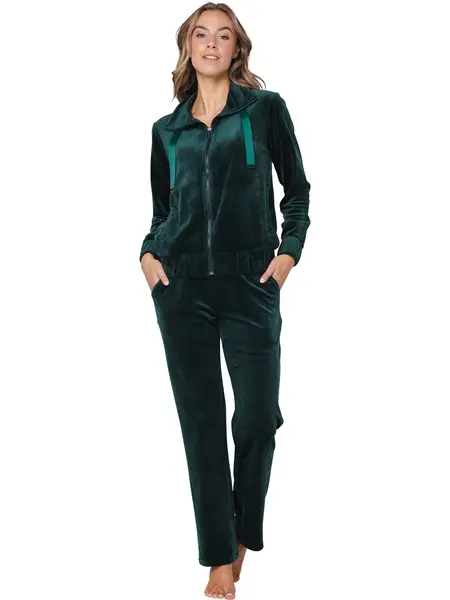 Pastunette warm velours huispak - Emerald - Warm 2-delig pyjama pak fleece - Copy - Copy
