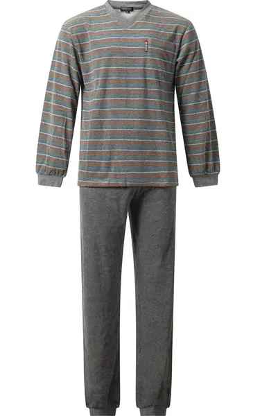 Outfitter Badstof heren pyjama - Winter streep - Warme winter pyjama