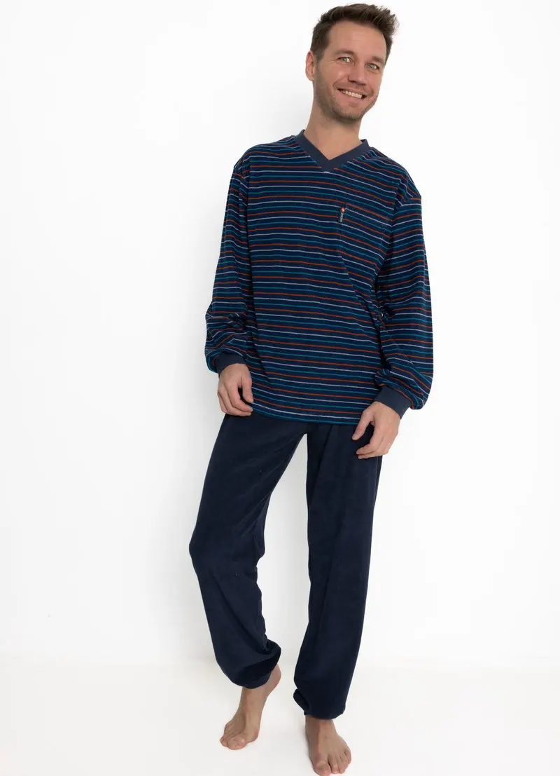 Outfitter Badstof heren pyjama - Winter streep Outfitter Badstof heren pyjama - Winter streep