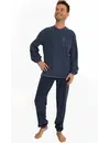 Outfitter Badstof heren pyjama - Dark stripe - Warme winter pyjama