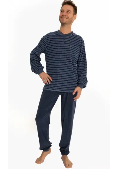 Outfitter Badstof heren pyjama - Dark stripe Outfitter Badstof heren pyjama - Dark stripe