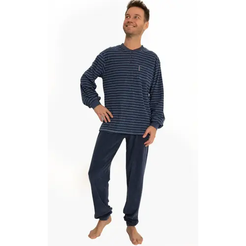 Outfitter Badstof heren pyjama - Dark stripe Outfitter Badstof heren pyjama - Dark stripe
