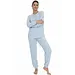 Cocodream dames pyjama badstof "beautiful" - Blauw