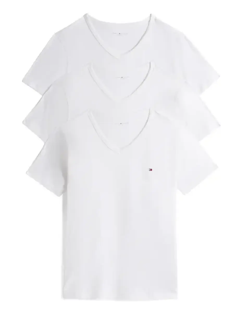 Tommy Hilfiger Heren Katoenen T-Shirt - Basic ondershirts korte mouw - V-hals
