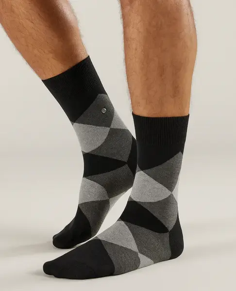 Burlington Clyde Hoge Heren Sokken - Biologisch katoenen mannen kousen met ruit print