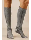 Basset kniekous thermo wol heren - grijs - Hoge warm winter sokken