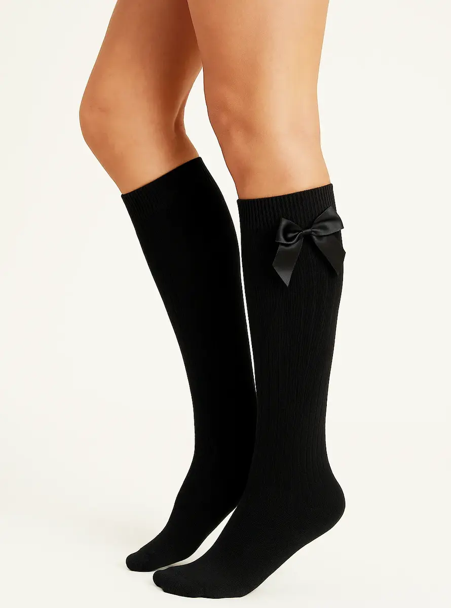 Yellowmoon kinder/dames kniekous 1 paar - Strik - Hoge katoenen sokken Yellowmoon kinder/dames kniekous 1 paar - Strik - Hoge katoenen sokken