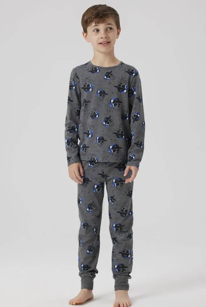 Name it jongens pyjama - Skull - 104 - Grijs