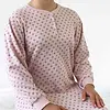 Tenderness fleece dames nachthemd lange mouw - Pink - roze warme winter nachtjapon