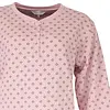 Tenderness fleece dames nachthemd lange mouw - Pink - roze warme winter nachtjapon
