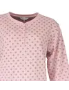 Tenderness fleece dames nachthemd lange mouw - Pink - roze warme winter nachtjapon