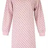 Tenderness fleece dames nachthemd lange mouw - Pink - roze warme winter nachtjapon