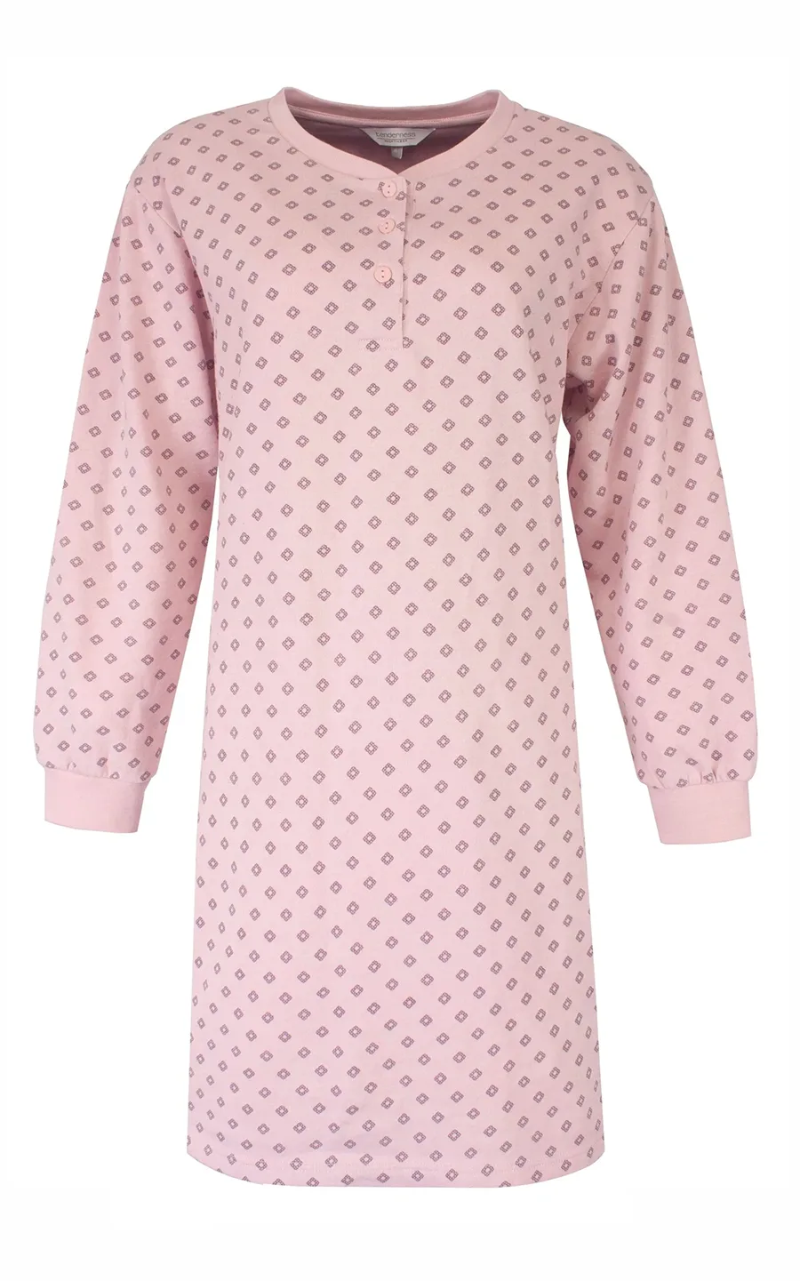 Tenderness fleece dames nachthemd lange mouw - Pink
