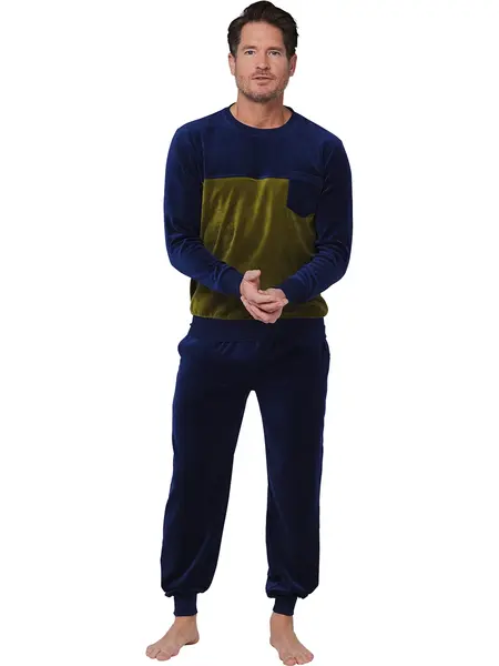 Pastunette velours Heren pyjama - Adventure - Warme winter pyjama maat