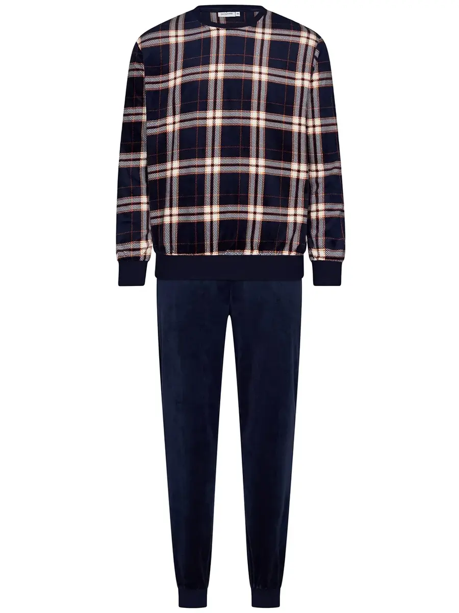 Pastunette Heren Fleece pyjama - Ruit - Warme winter pyjama mannen