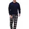 Pastunette Heren Fleece pyjama - Blauwe Ruit - Warme winter pyjama mannen