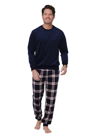 Pastunette Heren Fleece pyjama - Blauwe Ruit Pastunette Heren Fleece pyjama - Blauwe Ruit