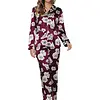 PPastunette Dames Pyjama Satijn - Lange mouwen - Burgundy