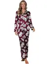 PPastunette Dames Pyjama Satijn - Lange mouwen - Burgundy